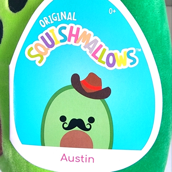 AUSTIN 🥑 the Avacado Boy with Mustache Original Squishmallow by Kelly Toy NWT - Picture 5 of 9